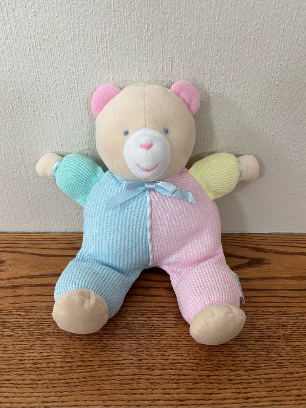 Vintage Eden Bear Waffle Knit Pastel Colorblock Baby Lovie 2009?